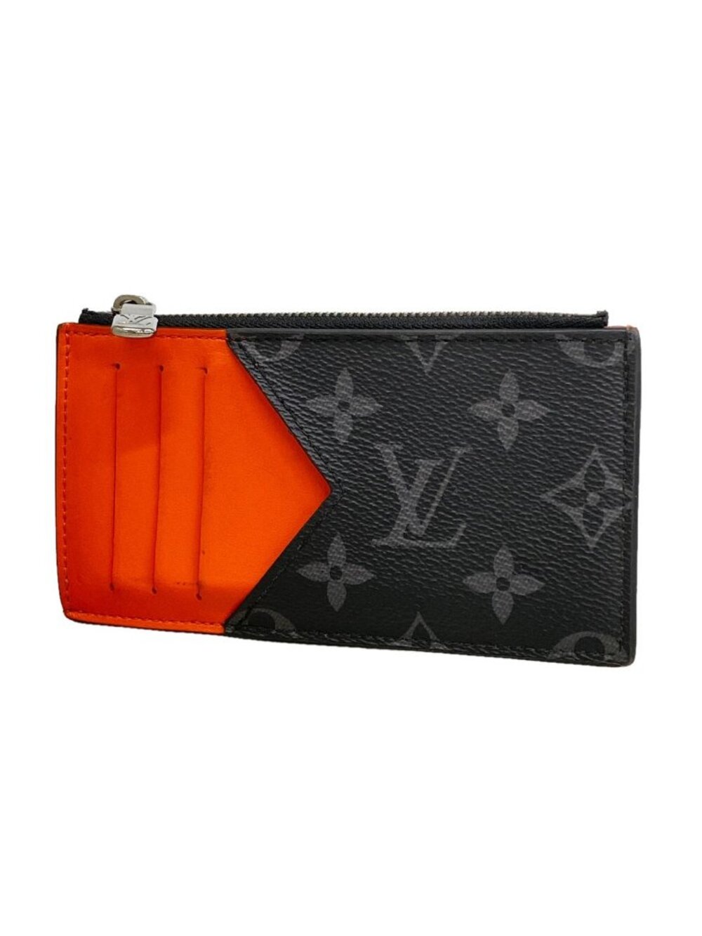 Louis Vuitton Monogram Eclipse Coin Card Holder Black Sunset Orange
